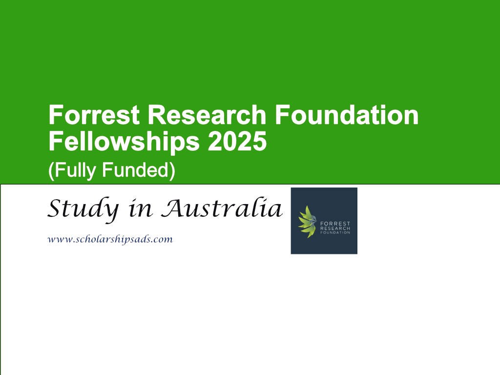 Forrest Research Foundation Australia Fellowships 2025 Fully Funded Bursaries Room 1911