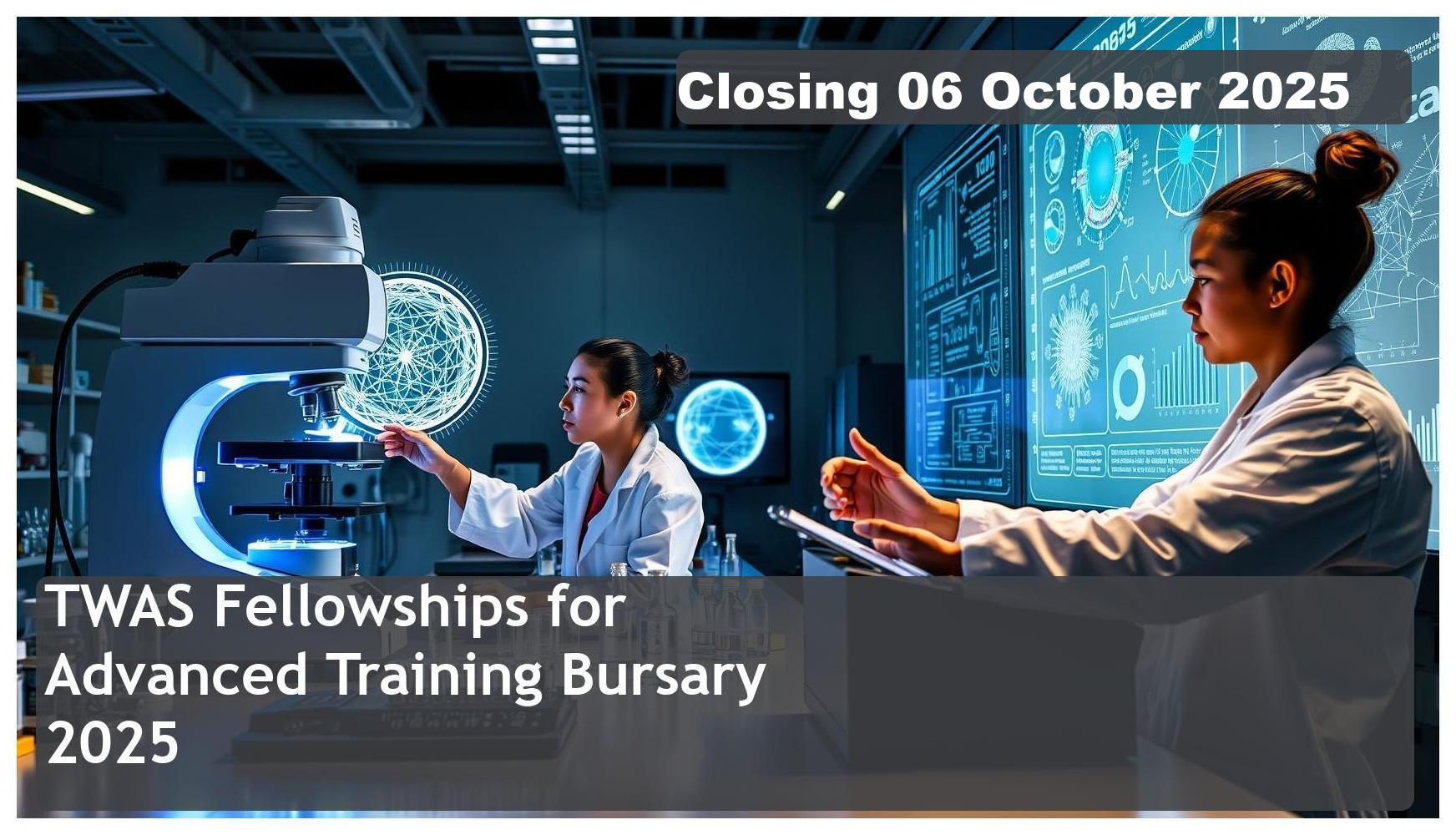 TWAS Fellowships for Research & Advanced Training Bursary 2025 – Closing Date: 06 October 2025 Apply Now!