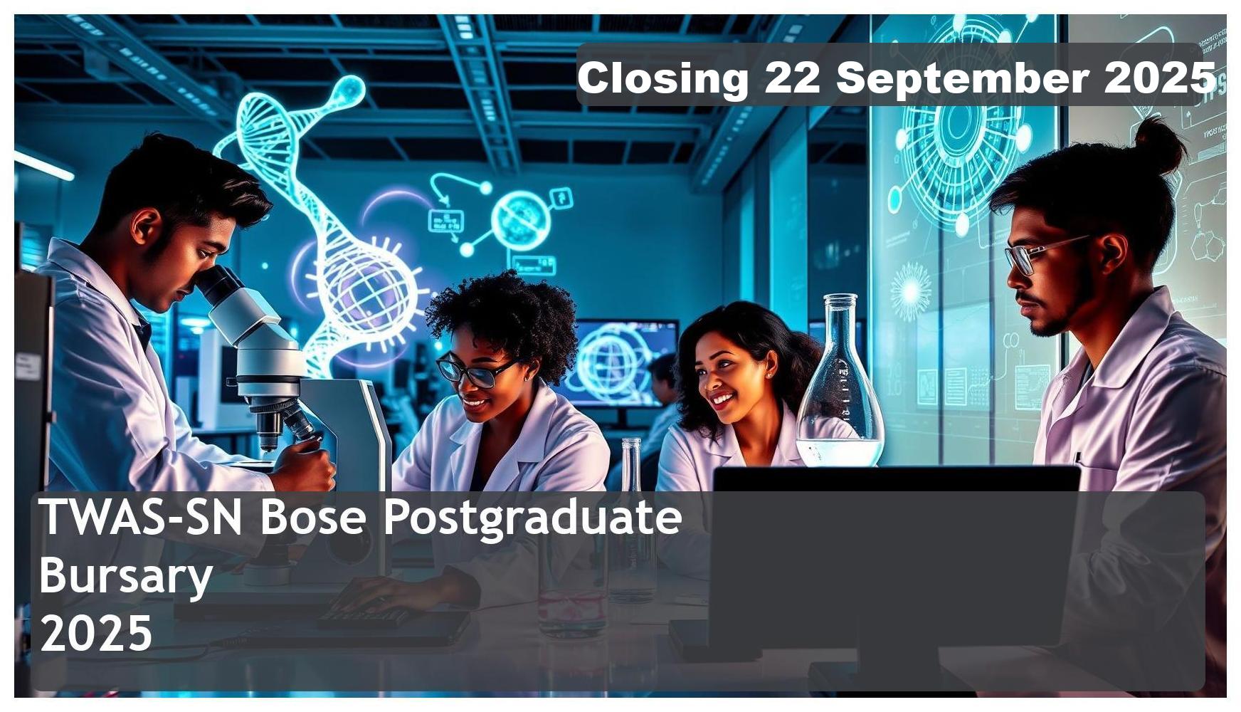 TWAS-SN Bose Postgraduate Bursary 2025 – Closing Date: 22 September 2025 Apply Now!
