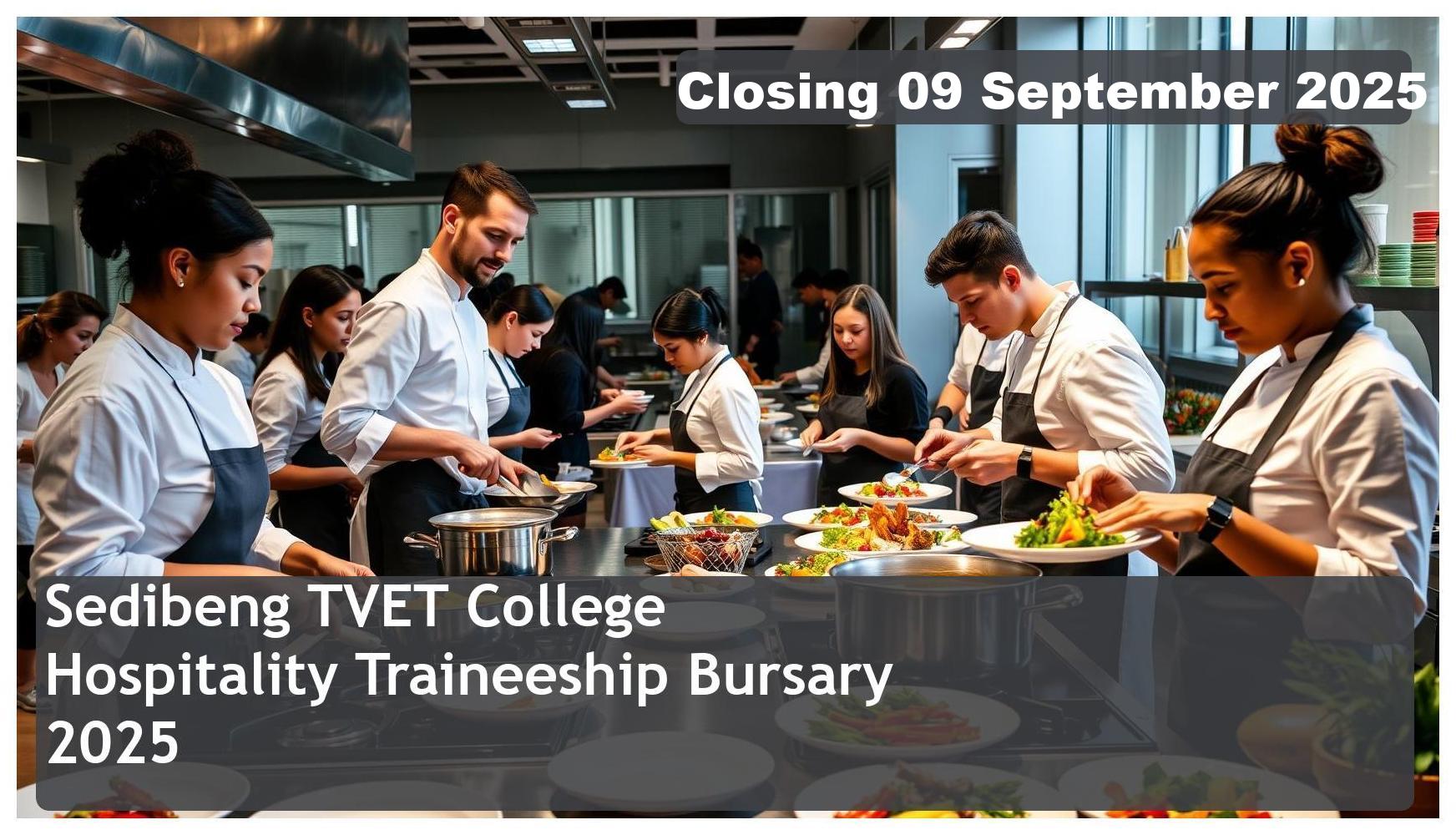 Sedibeng TVET College Hospitality Traineeship Bursary 2025 – Closing Date: 09 September 2025 – Get Funded!