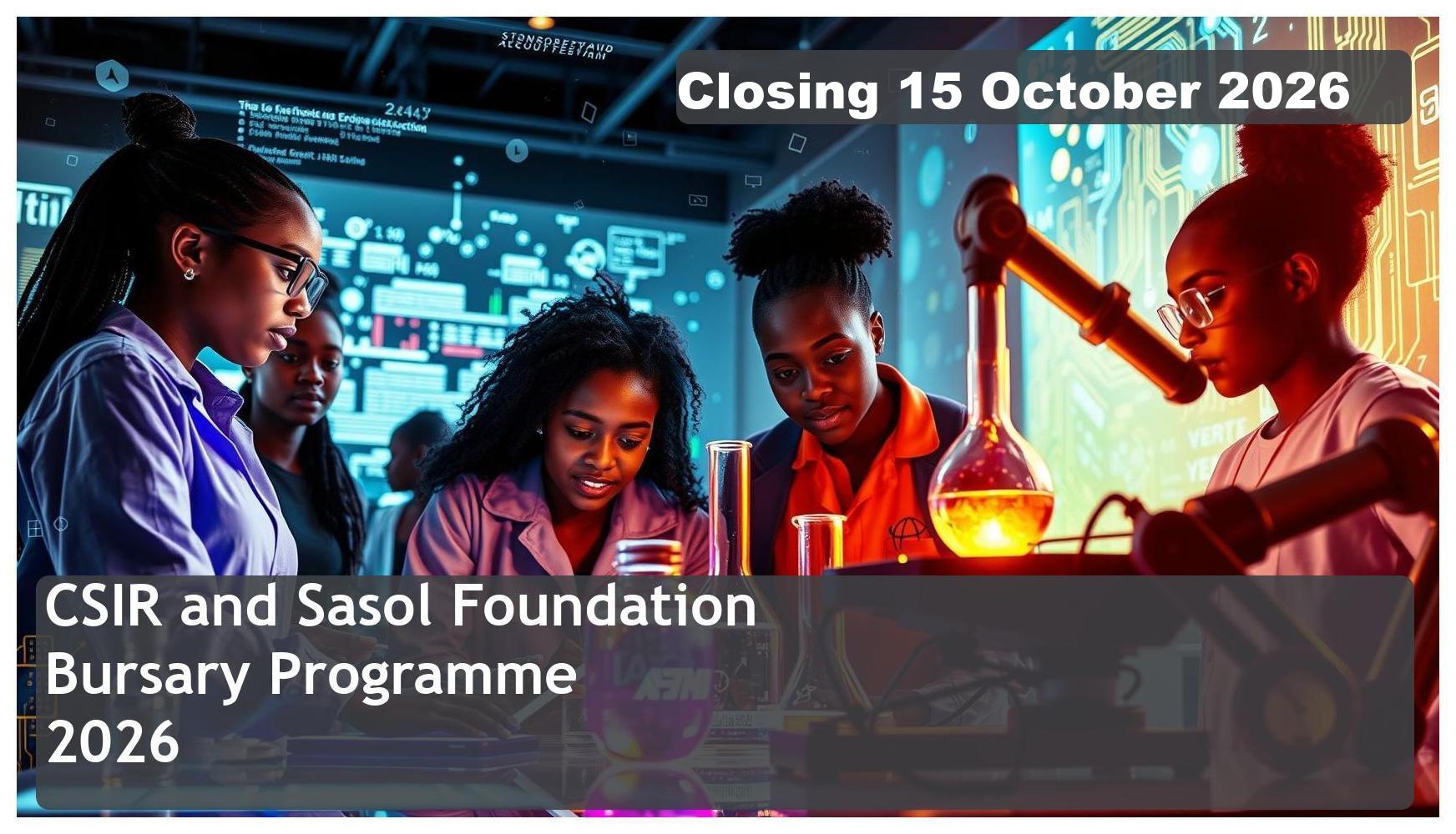 CSIR-Sasol Foundation Bursary 2026 – Closing Date: 29 August 2025 – Apply Now!