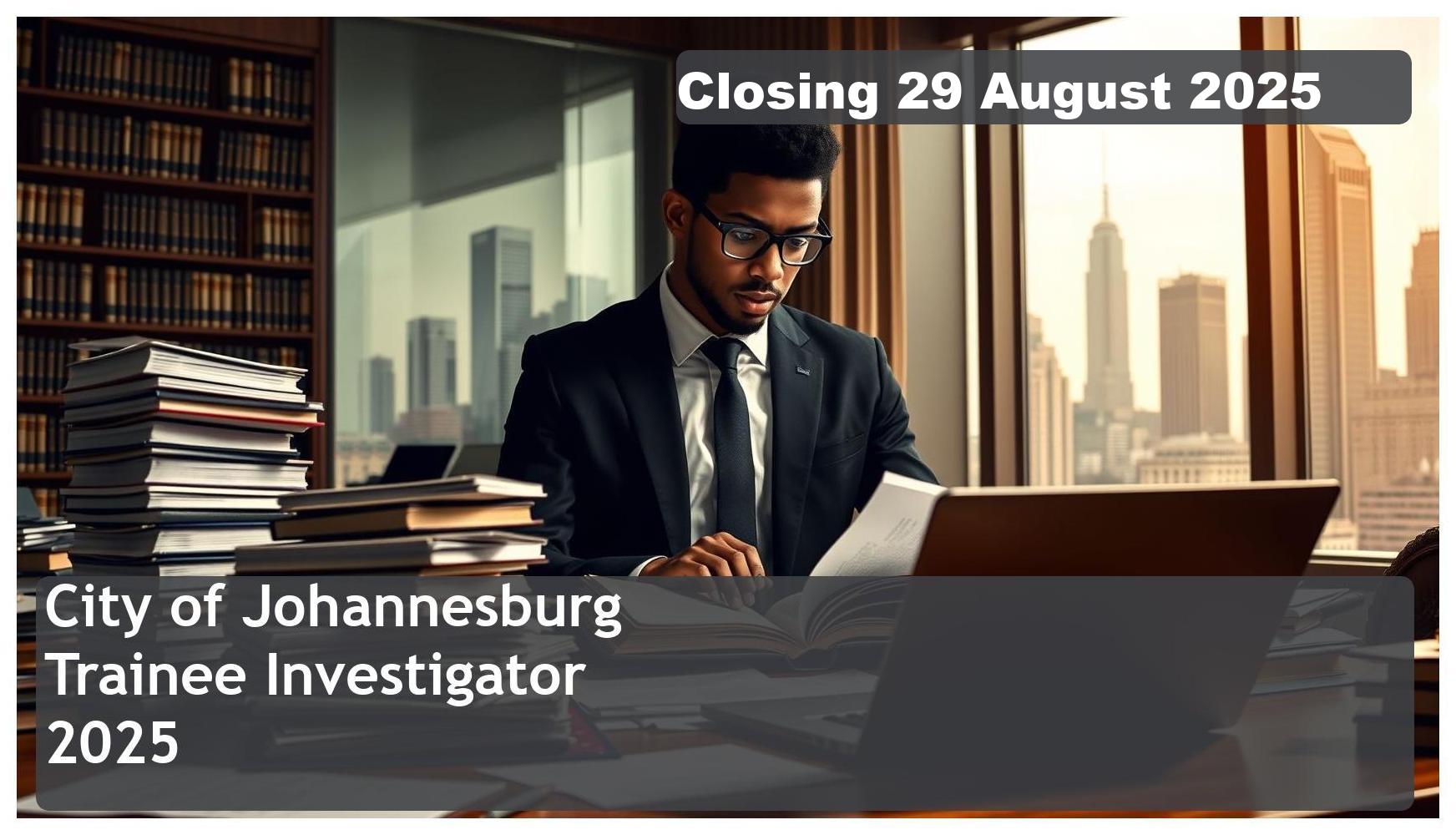 City of Johannesburg Trainee Investigator Bursary 2025 – Closing Date: 29 August 2025, Apply Now!