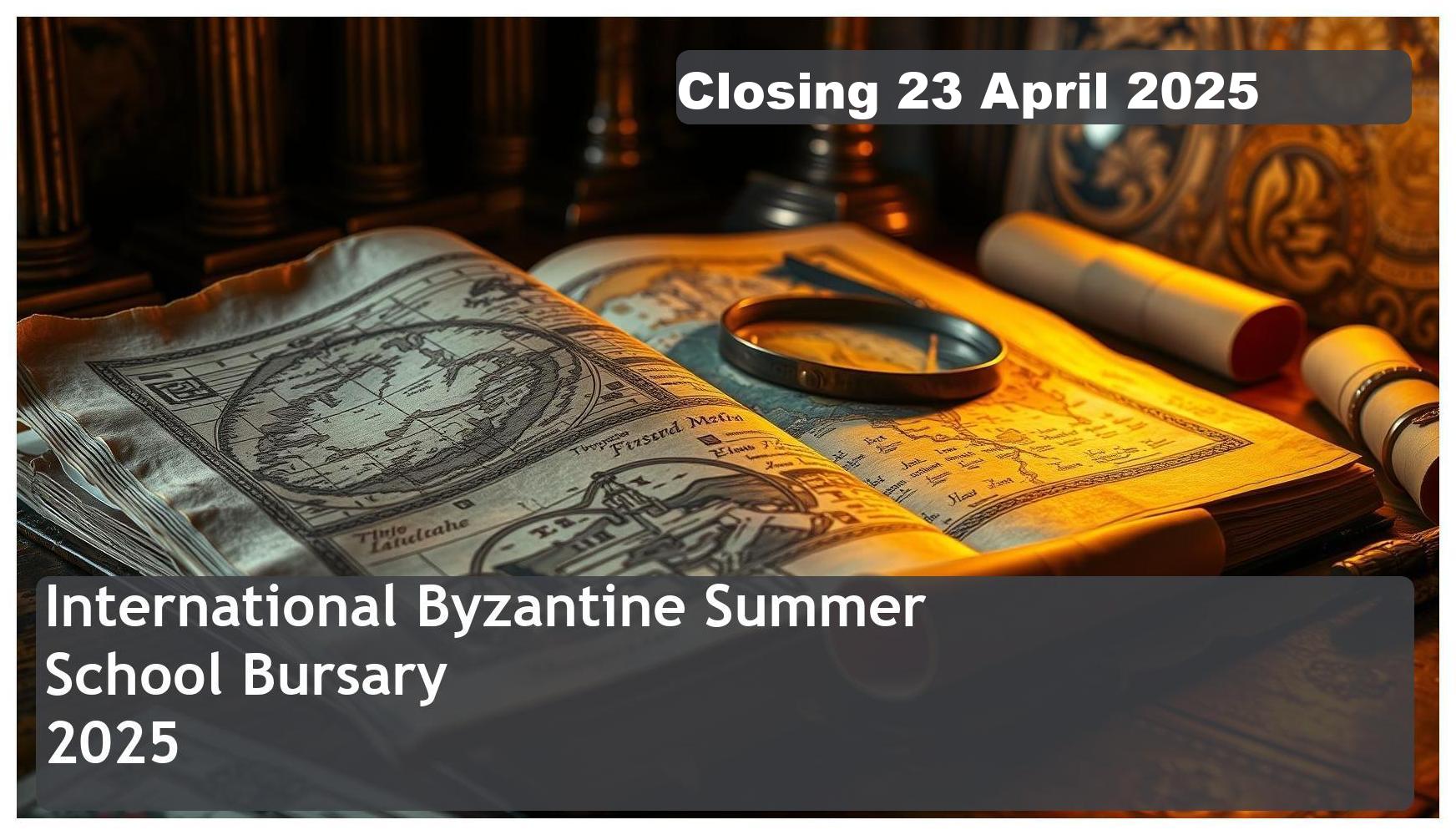 International Byzantine Summer School Bursary 2025 – Closing Date: 23 April 2025 Apply Now