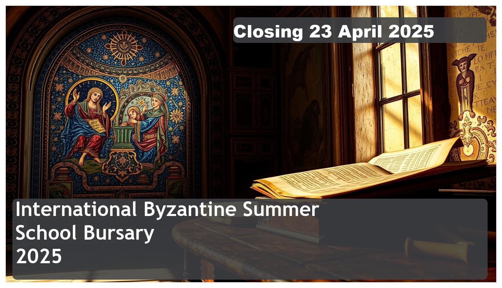 International Byzantine Summer School Bursary 2025 – Closing Date: 23 April 2025 – Apply Now!
