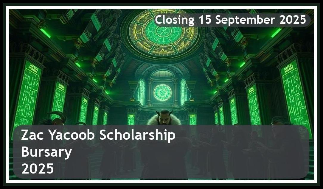 Zac Yacoob Scholarship Bursary 2026 – Closing Date: 15 September 2025 Apply Now