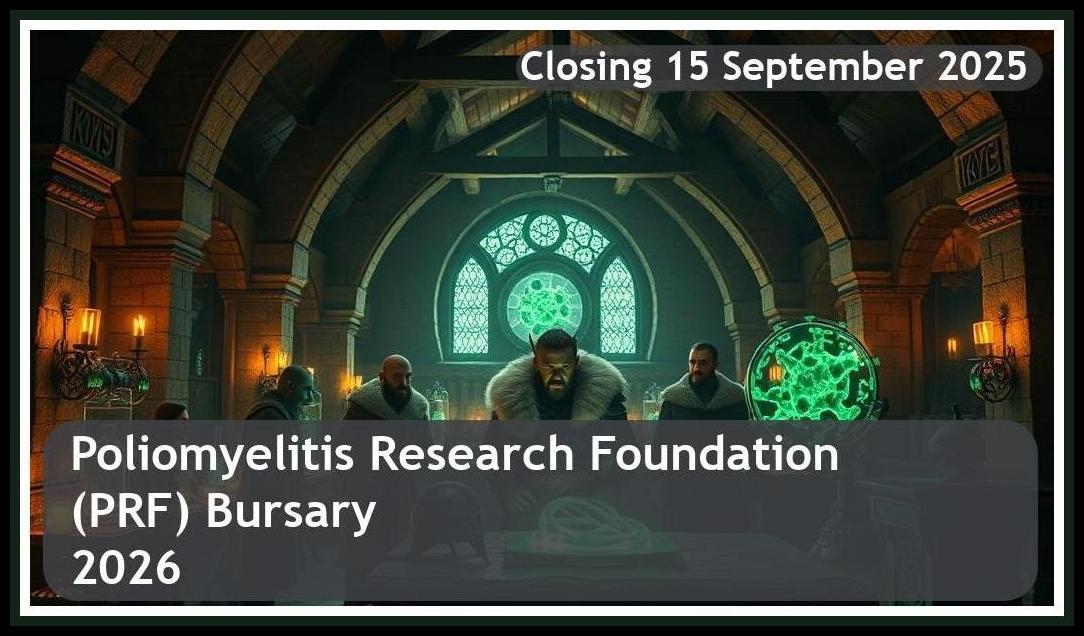 Poliomyelitis Research Foundation (PRF) Bursary 2026 – Closing Date: 15 September 2025 Apply Now!