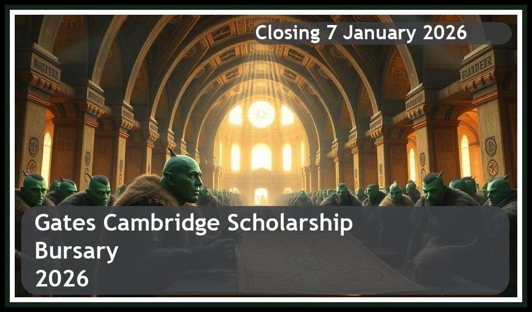Gates Cambridge Scholarship 2026 Bursary – Closing Date: 7 January 2026 – Apply Now!