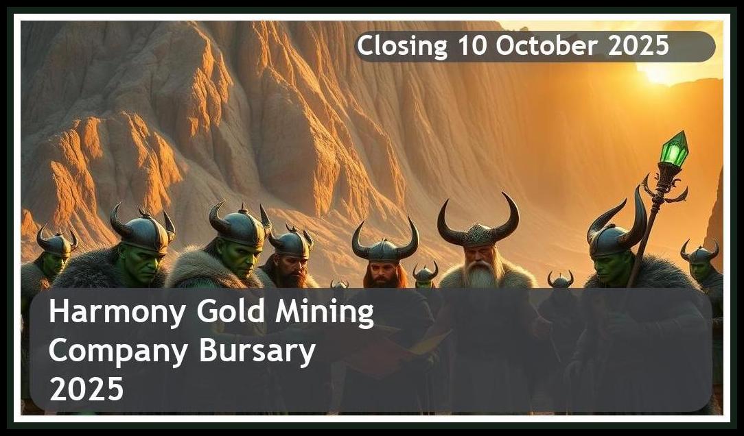 Harmony Gold Mining Company Bursary 2026 – Closing Date: 10 October 2025 – Apply Now!