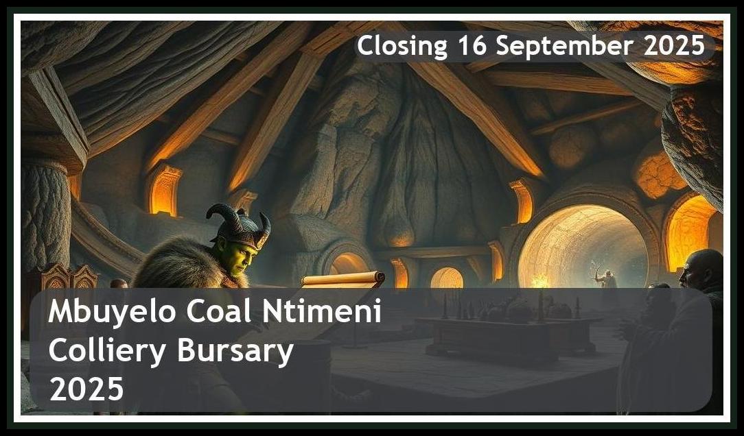 Mbuyelo Coal Ntimeni Colliery Bursary 2025 – Closing Date: 16 September 2025 Apply Now!