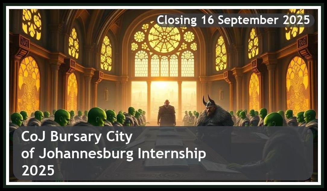 CoJ Bursary 2025: City of Johannesburg Internship – Closing Date: 16 September 2025, Apply Now!