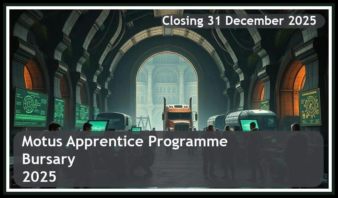 Motus Apprentice Programme Bursary 2025 – Closing Date: 31 December 2025 Apply Now!