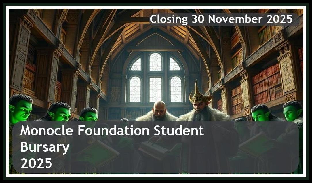 Monocle Foundation Bursary 2025 – Closing Date: 30 November 2025 – Apply Now!