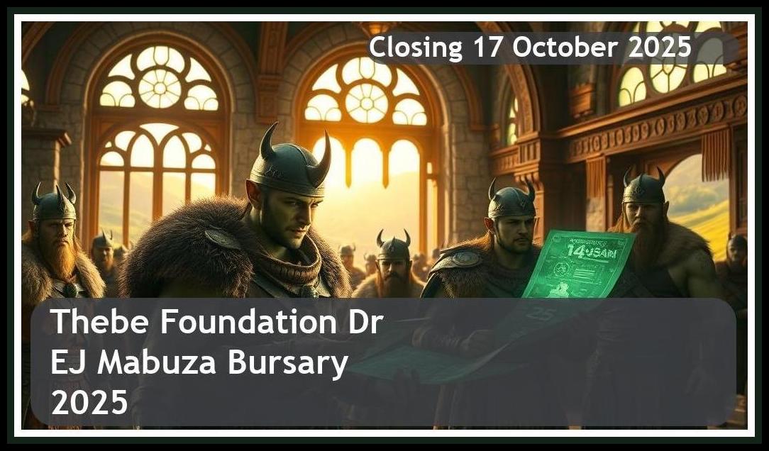 Thebe Foundation Dr EJ Mabuza Bursary 2026 – Closing Date: 17 October 2025 – Apply Now!