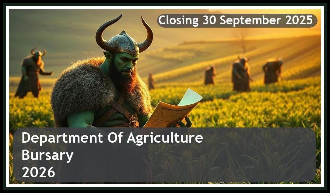 Department Of Agriculture Bursary 2026 – Closing Date: 30 September 2025 – Apply Now!