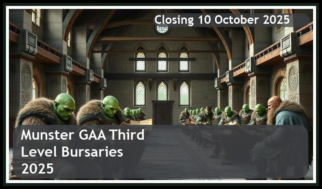 Munster GAA Third Level Bursaries 2025 – Closing Date: 10 October 2025 – Apply Now!