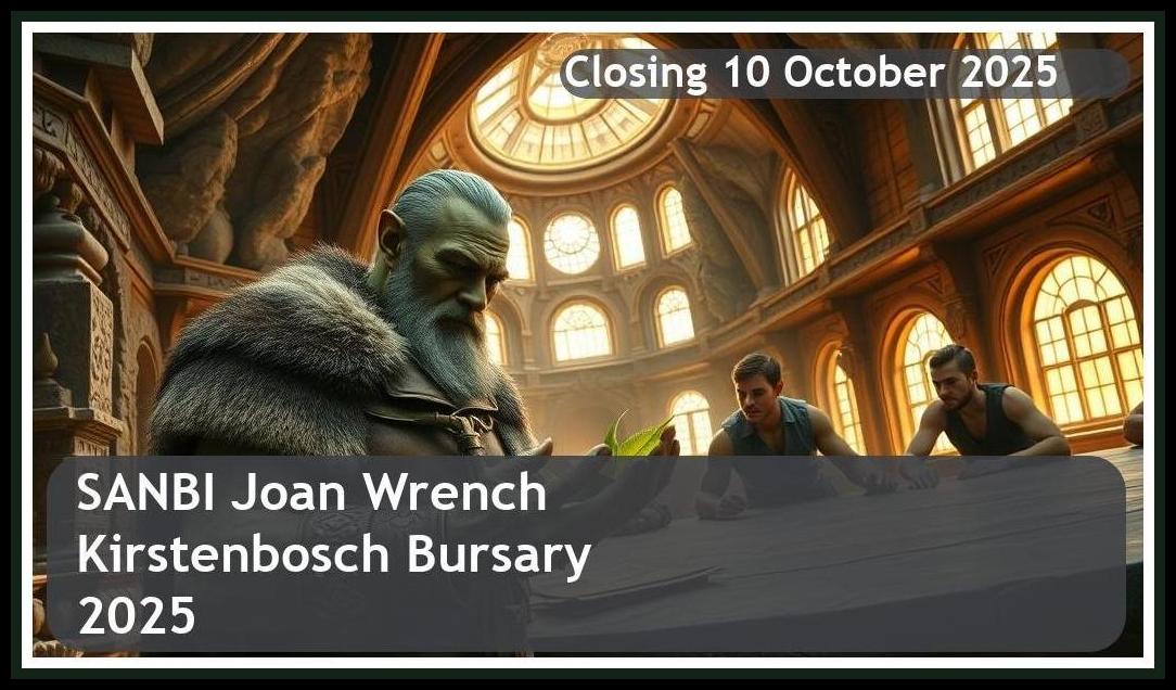 SANBI Joan Wrench Kirstenbosch Bursary 2026 – Closing Date: 10 October 2025 Apply Now