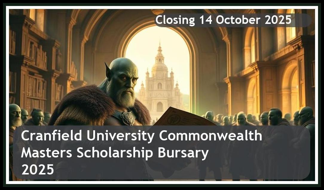 Cranfield University Commonwealth Masters Scholarship Bursary 2026 – Closing Date: 14 October 2025 – Apply Now!