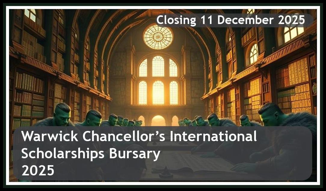 Warwick Chancellor’s International Scholarships Bursary 2026 – Closing Date: 11 December 2025 Apply Now