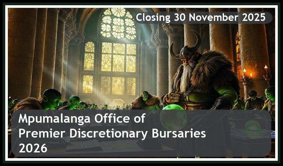 Mpumalanga Office of the Premier Discretionary Bursaries 2026 – Closing Date: 30 November 2025 – Apply Now