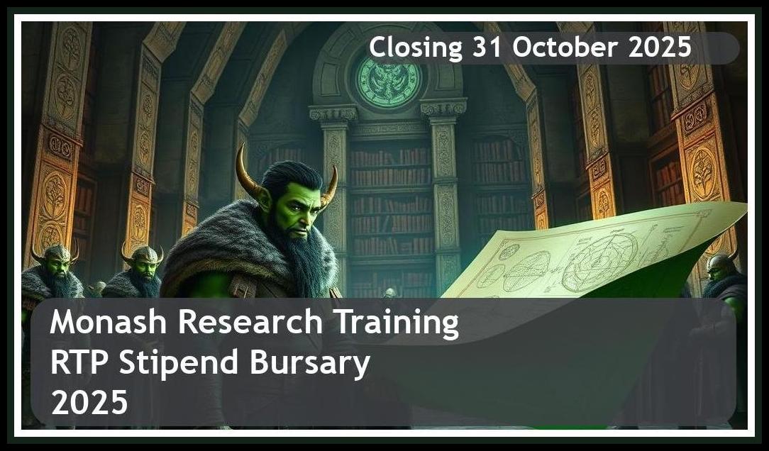 **Monash Research Training Program (RTP) Stipend Bursary 2025 – Closing Date: 31 October 2025 Apply Now!**