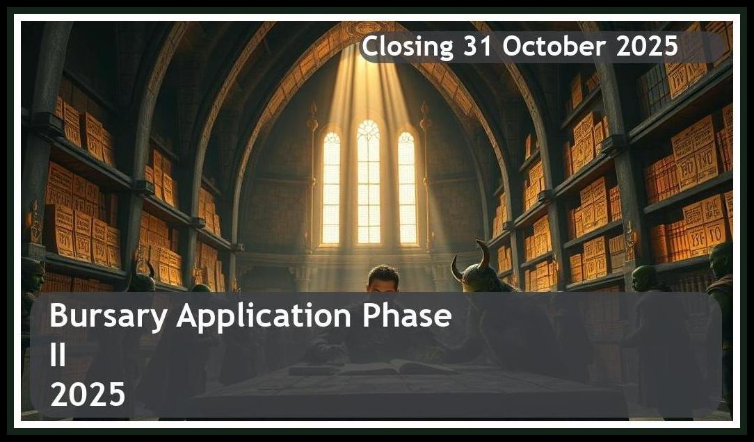 Bursary Application (Phase II) 2026 – Closing Date: 31 October 2025 Apply Now!