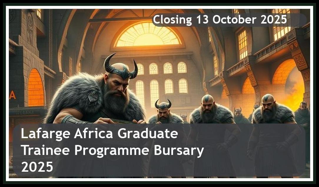 Lafarge Africa Graduate Trainee Programme Bursary 2025 – Closing Date: 13 October 2025 Apply Now