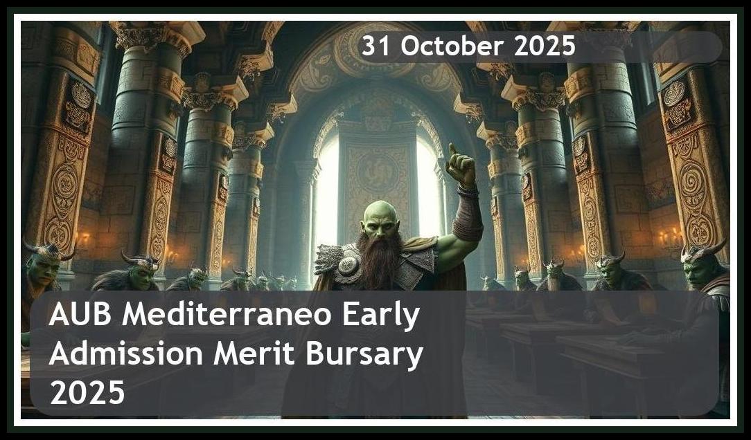 AUB Mediterraneo Early Admission Merit Bursary 2026 – Closing Date: 31 October 2025 Apply Now!