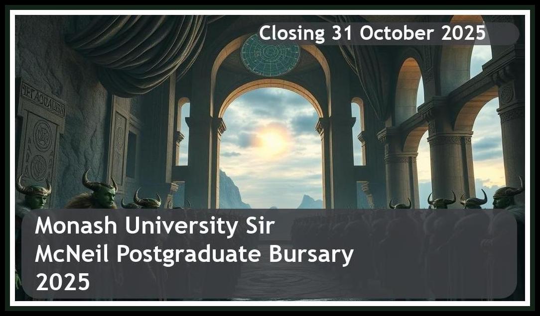 Monash University Sir James McNeil Postgraduate Bursary 2025 – Closing Date: 31 October 2025 – Apply Now!