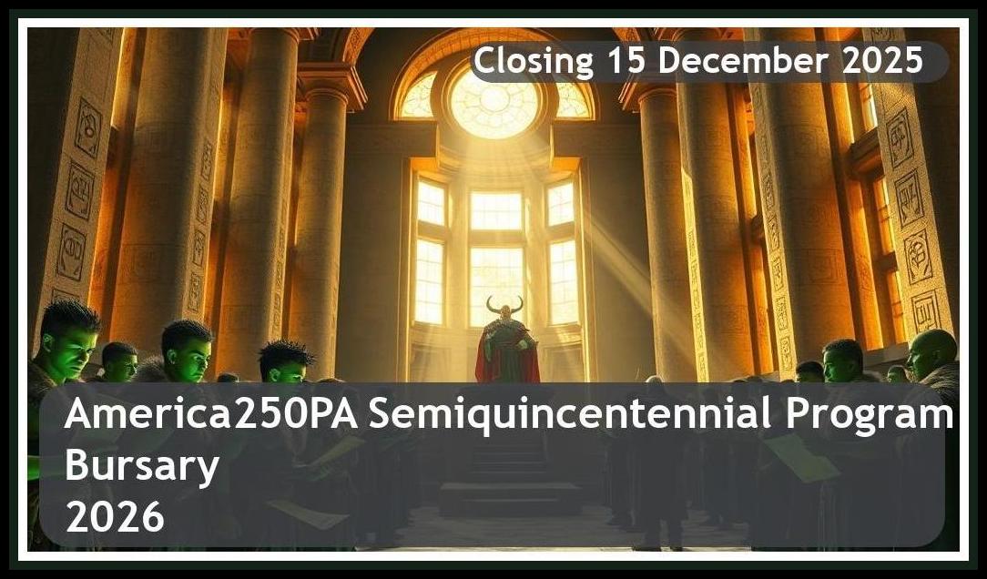 America250PA Semiquincentennial Bursary 2026 – Closing Date: 15 December 2025 Apply Now!