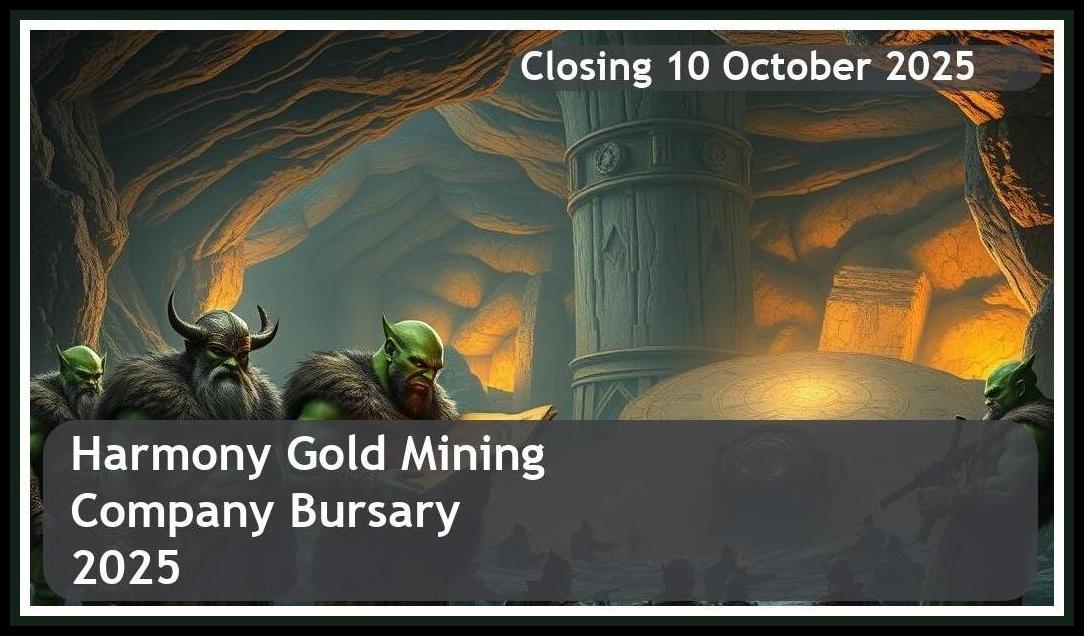 Harmony Gold Mining Company Bursary 2026 – Closing Date: 10 October 2025 – Apply Now!