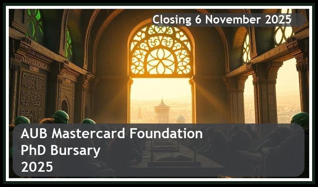 AUB Mastercard Foundation PhD Bursary 2025 – Closing Date: 6 November 2025 – Get Funded!