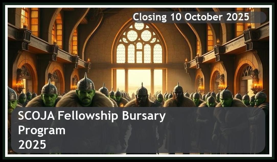 SCOJA Fellowship Bursary 2025 – Closing Date: 10 October 2025, Apply Now!