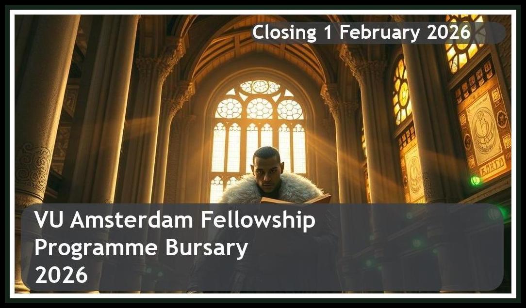 **VU Amsterdam Fellowship Programme Bursary 2026 – Closing Date: 1 February 2026 – Study Abroad!**