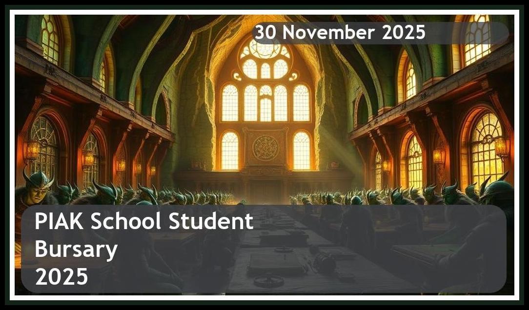 PIAK School Bursary 2025 – Closing Date: 30 November 2025 Apply Now!