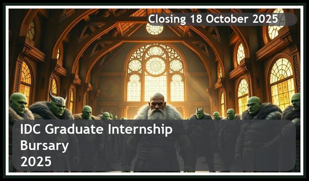 IDC Graduate Internship Bursary 2025 – Closing Date: 18 October 2025 Apply Now!