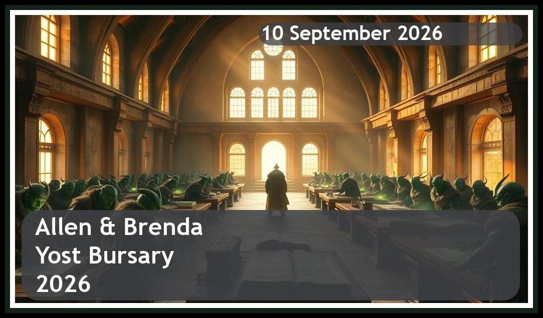 Allen & Brenda Yost Bursary 2026 – Closing Date: 10 September 2026 – Apply Now!