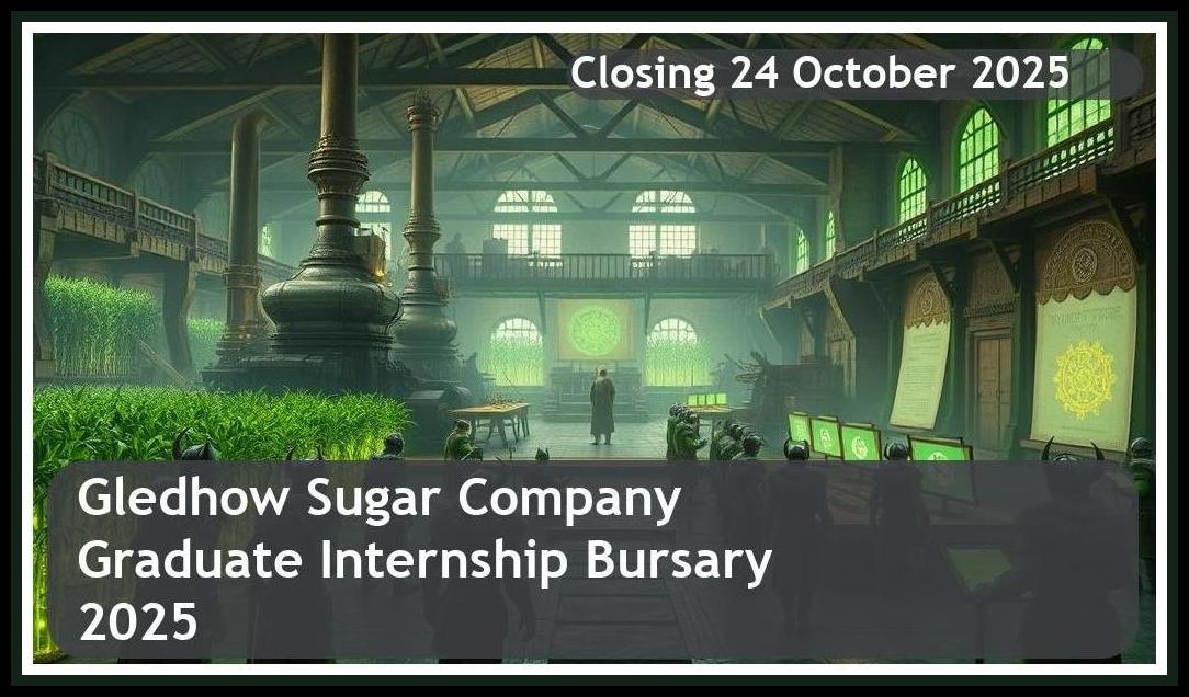 Gledhow Sugar Company Graduate Internship Bursary 2025 – Closing Date: 24 October 2025 Apply Now