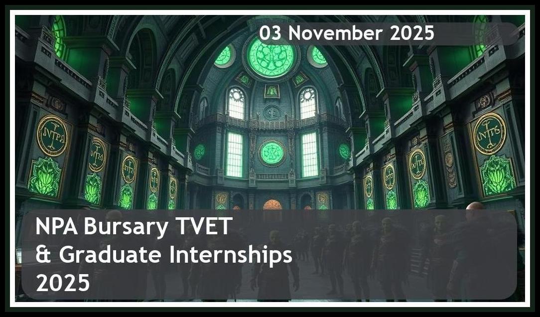 NPA Bursary: TVET & Graduate Internships 2026 – Closing Date: 03 November 2025 – Apply Now!