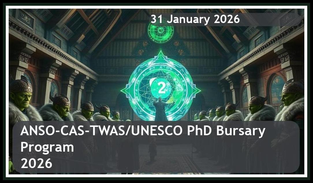 ANSO-CAS-TWAS/UNESCO PhD Bursary 2026 – Closing Date: 31 January 2026 – Apply Now!