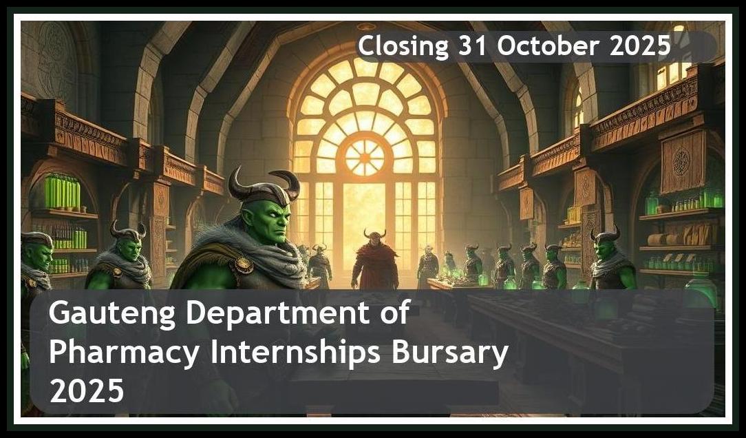 Gauteng Department of Health Pharmacy Internships Bursary 2026 – Closing Date: 31 October 2025 Apply Now
