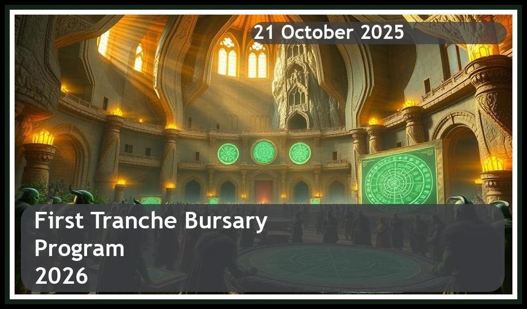 **First Tranche Bursary 2026 – Closing Date: 21 October 2025 Apply Now**
