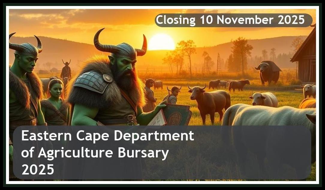 Eastern Cape Department of Agriculture Bursary 2026 – Closing Date: 10 November 2025 Apply Now!