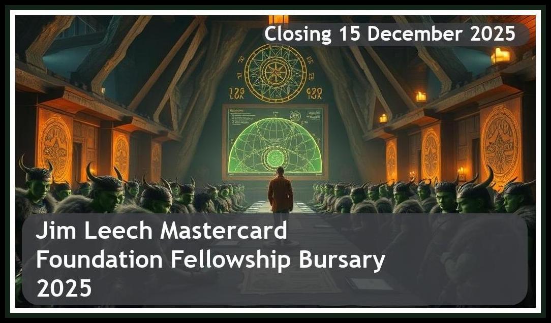 Jim Leech Mastercard Foundation Fellowship Bursary 2026 – Closing Date: 15 December 2025 – Apply Now!