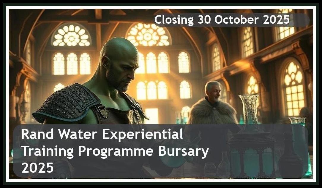Rand Water Experiential Training Programme Bursary 2025 – Closing Date: 30 October 2025 Apply Now!