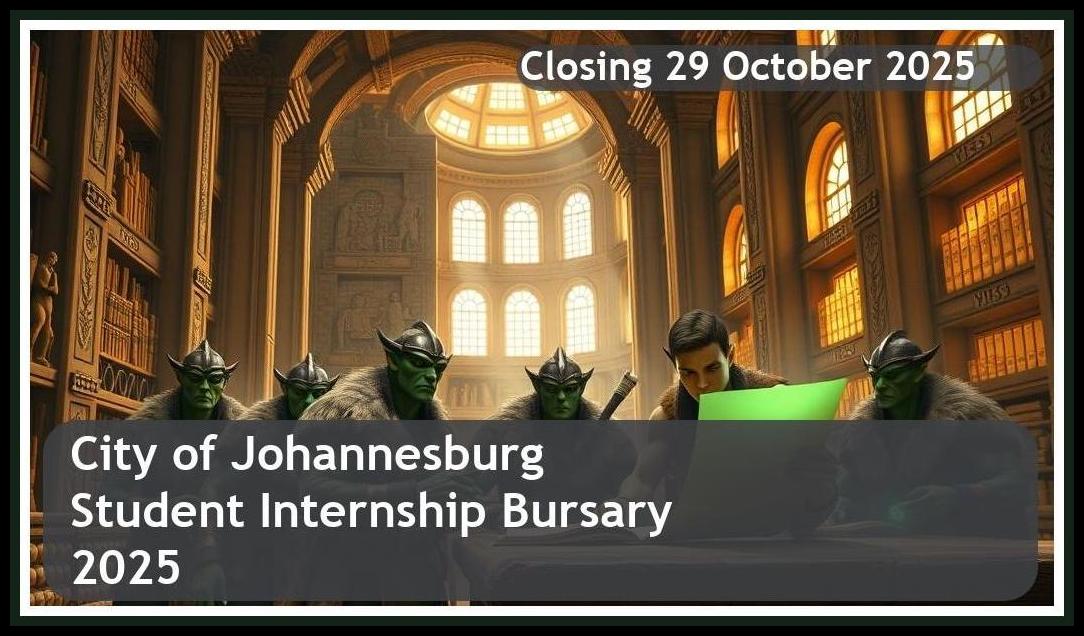 City of Johannesburg Student Internship Bursary 2025 – Closing Date: 29 October 2025 Apply Now