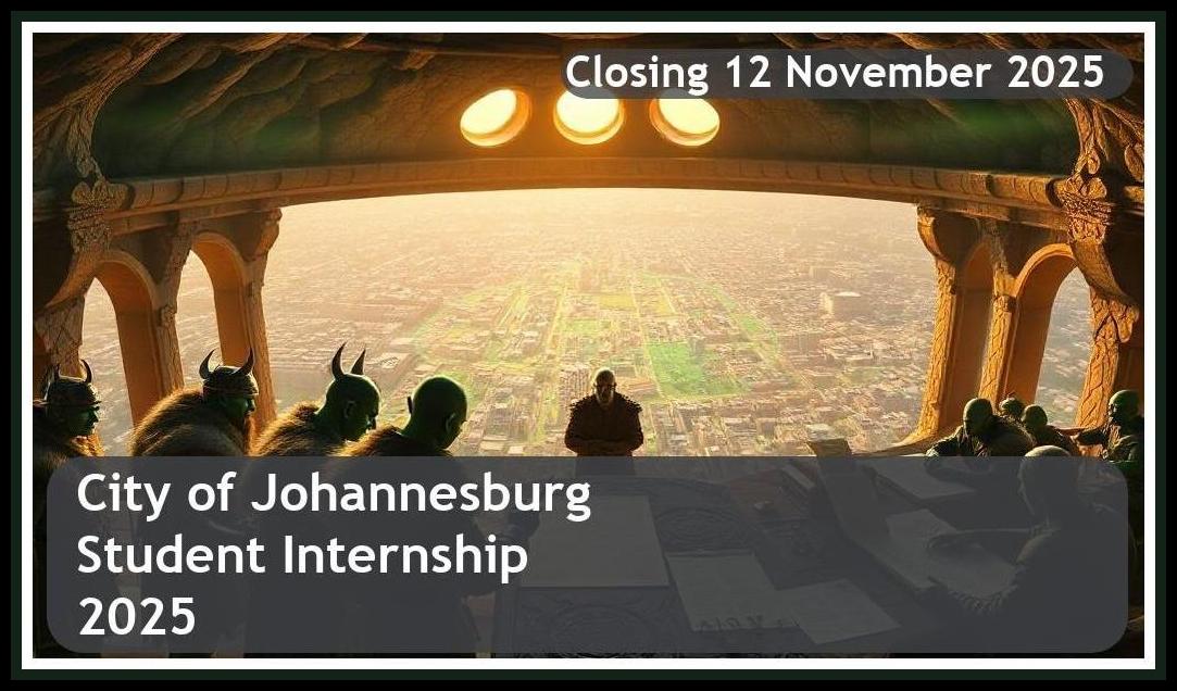 City of Johannesburg Student Internship 2025 – Closing Date: 12 November 2025 – Apply Now!