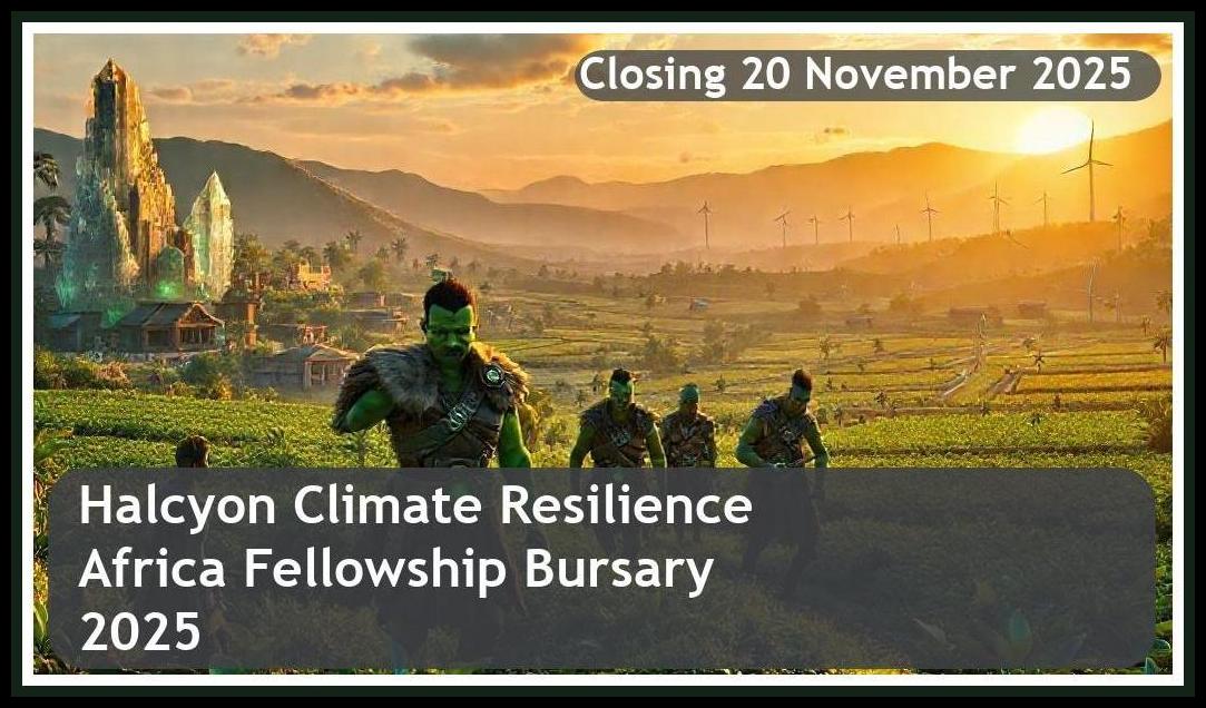 Halcyon Climate Resilience & Food Security in Africa Fellowship Bursary 2026 – Closing Date: 20 November 2025 Apply Now