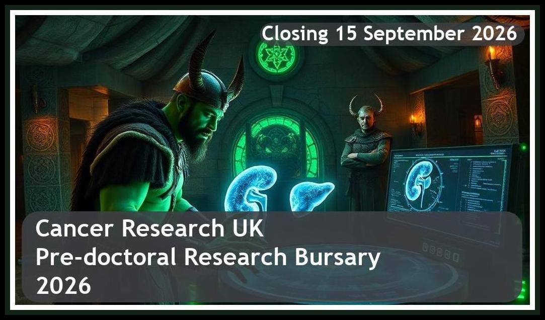 Cancer Research UK Pre-doctoral Research Bursary 2026 – Closing Date: 15 September 2026 Apply Now