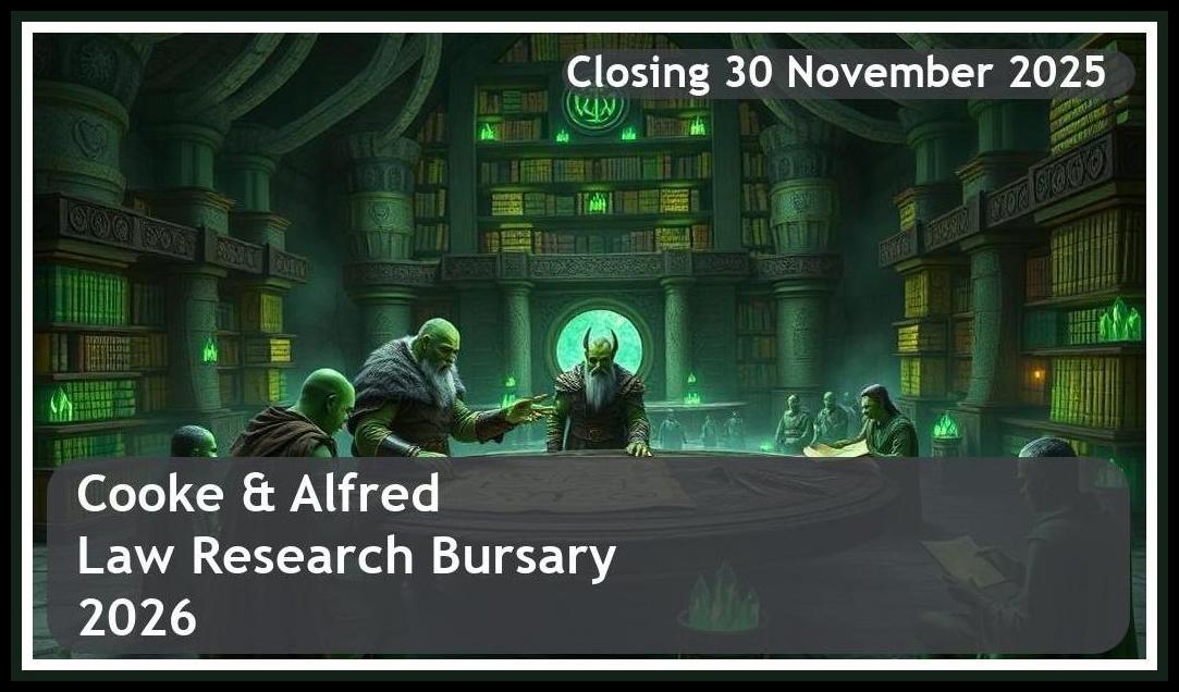 Cooke & Alfred Godfrey Law Research Bursary 2026 – Closing Date: 30 November 2025 Apply Now