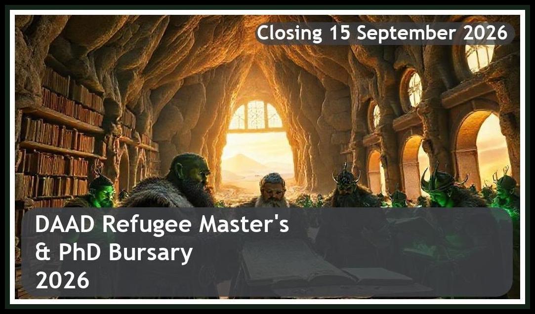 DAAD Refugee Master’s & PhD Bursary 2026 – Closing Date: 15 September 2026 Don’t Miss Out!